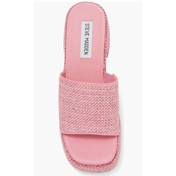 Steve Madden Reign Platform Mule 7 PINK RAFFIA - Picture 4 of 4
